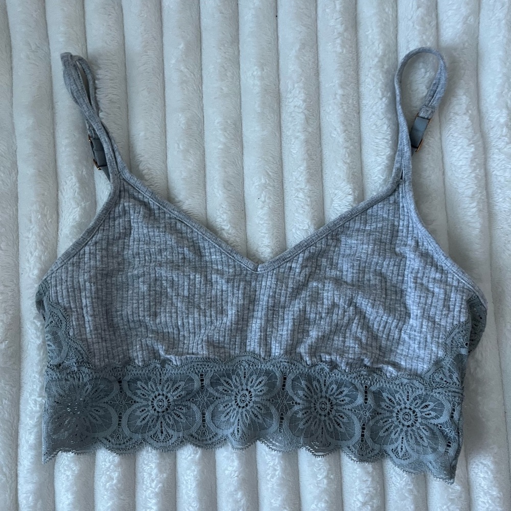 Aerie Light Gray Lace Bralette